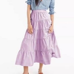 J. Crew Tiered Midi Skirt in Cotton Poplin